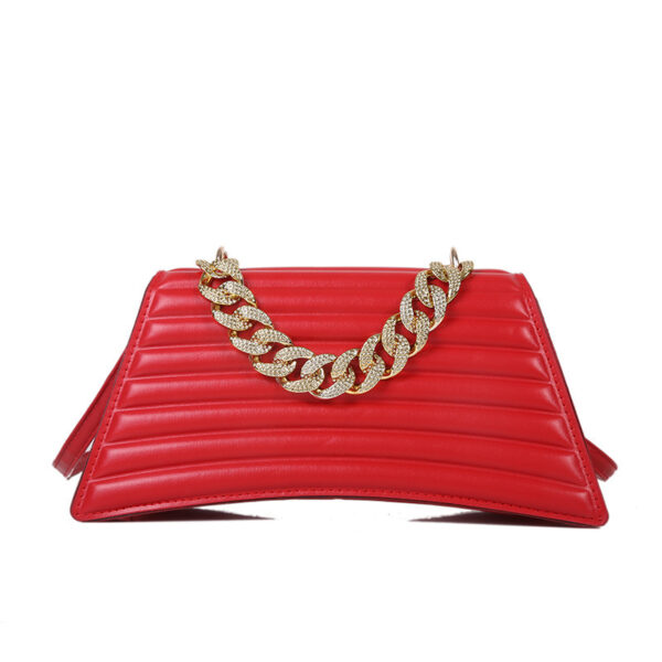 Indentation Plaid Chain Portable Shoulder Bag Red Bridal Bag Women - Image 9