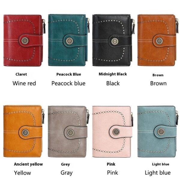 RFID Anti-theft Swiping Women's Wallet Multiple Card Slots Buckle Wallet - Image 5