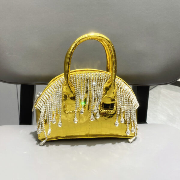 One-shoulder Crossbody Glossy Diamond Tassel Handbags - Image 4