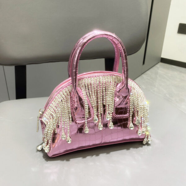 One-shoulder Crossbody Glossy Diamond Tassel Handbags - Image 2