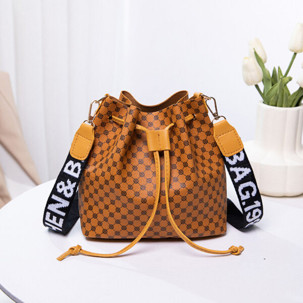 Printed Bucket Bag PU Multi Layer Soft Leather Women's Fashion Simple Shoulder Bag Fashion Women's Crossbody Bag - Image 10