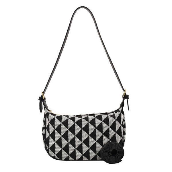 One Shoulder Canvas Rhombus Triangle Bag - Image 10