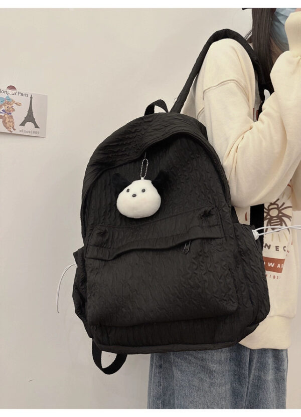 Large Capacity Simple Solid Color Backpack Middle School Students Backpack - Image 8