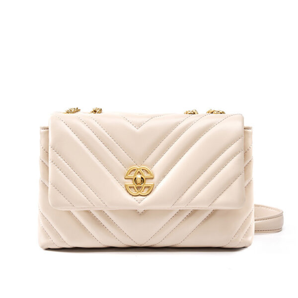 Women's Cowhide Diamond Chain Square Shoulder Messenger Bag - Image 4