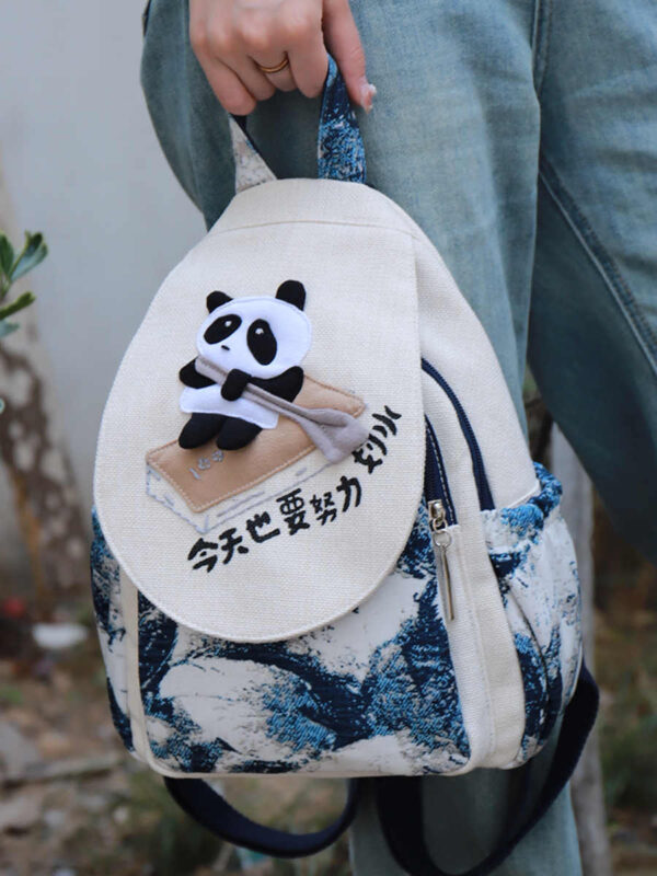 Creative Cartoon Lightweight Canvas Bag Multi-compartment Lightweight Casual Backpack - Image 4