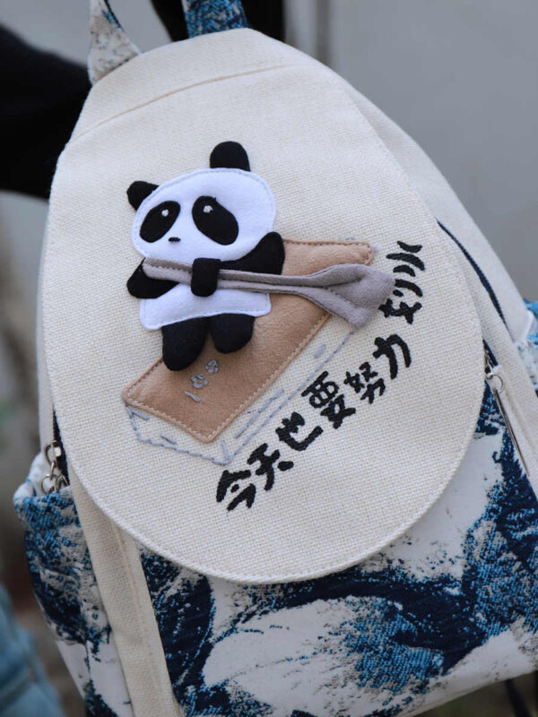 Creative Cartoon Lightweight Canvas Bag Multi-compartment Lightweight Casual Backpack - Image 6