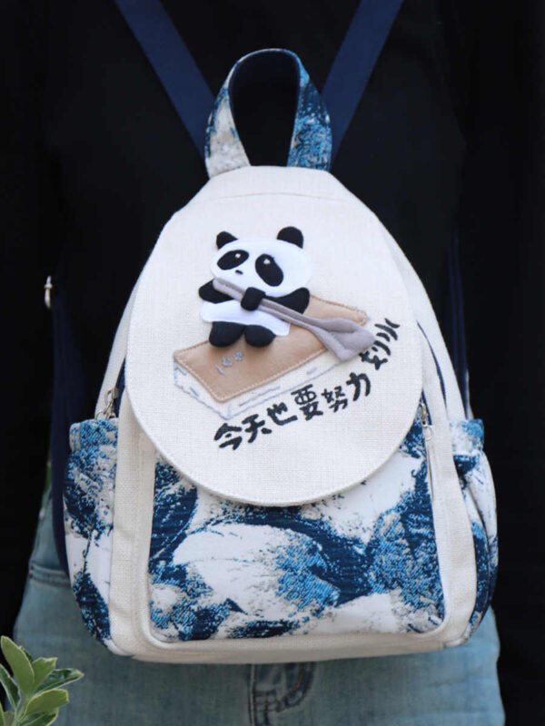 Creative Cartoon Lightweight Canvas Bag Multi-compartment Lightweight Casual Backpack - Image 3