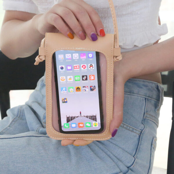 Touch Screen Women's Cat Metal Decoration Transparent Magic Multifunctional Mobile Phone Bag - Image 2