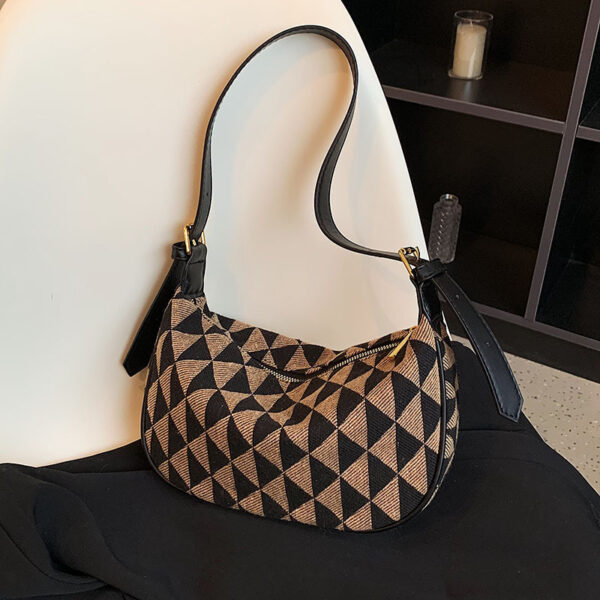 One Shoulder Canvas Rhombus Triangle Bag - Image 4