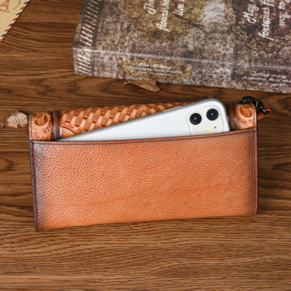 Chinese Style Embossed Wallet Top Layer Long Cowhide Fashion - Image 3