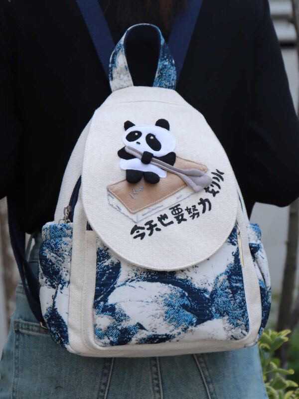 Creative Cartoon Lightweight Canvas Bag Multi-compartment Lightweight Casual Backpack - Image 5