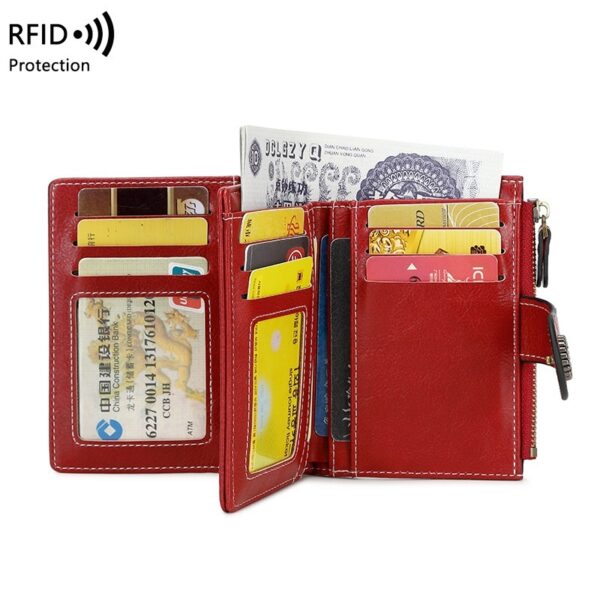 RFID Anti-theft Swiping Women's Wallet Multiple Card Slots Buckle Wallet - Image 2